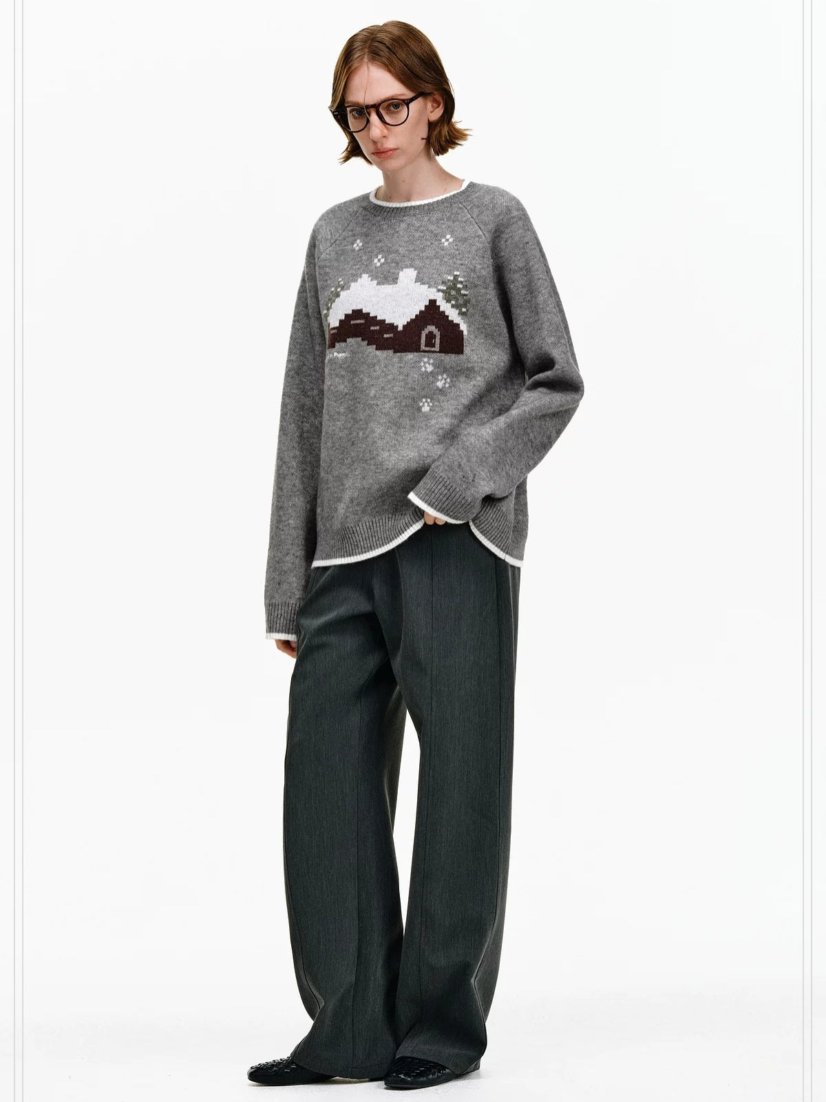 PCLP Soft Thick Colorblock Loose Fit Unisex Daily Knit Pullover Sweater