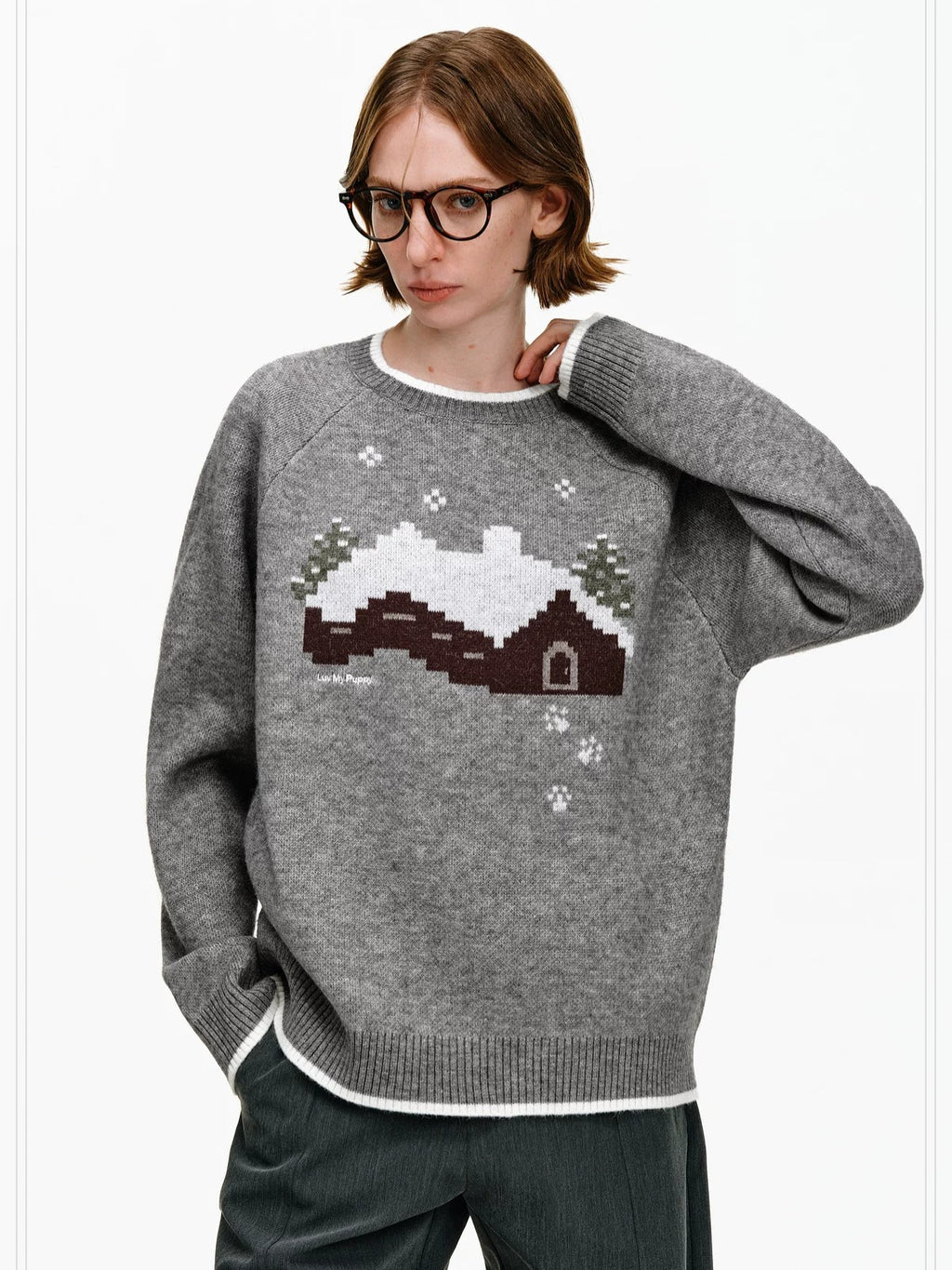 PCLP Soft Thick Colorblock Loose Fit Unisex Daily Knit Pullover Sweater