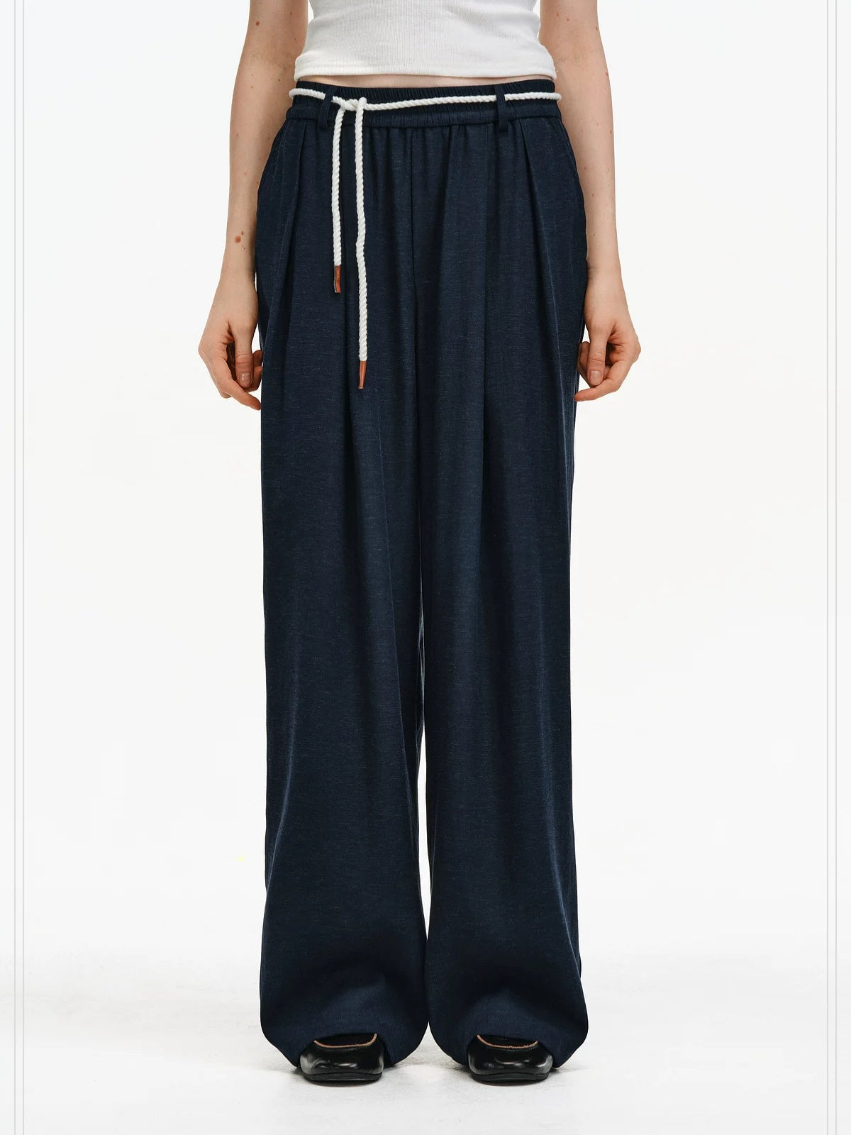 PCLP Stretch High Waist Straight Leg Women Work To Weekend Navy Ivory Pants