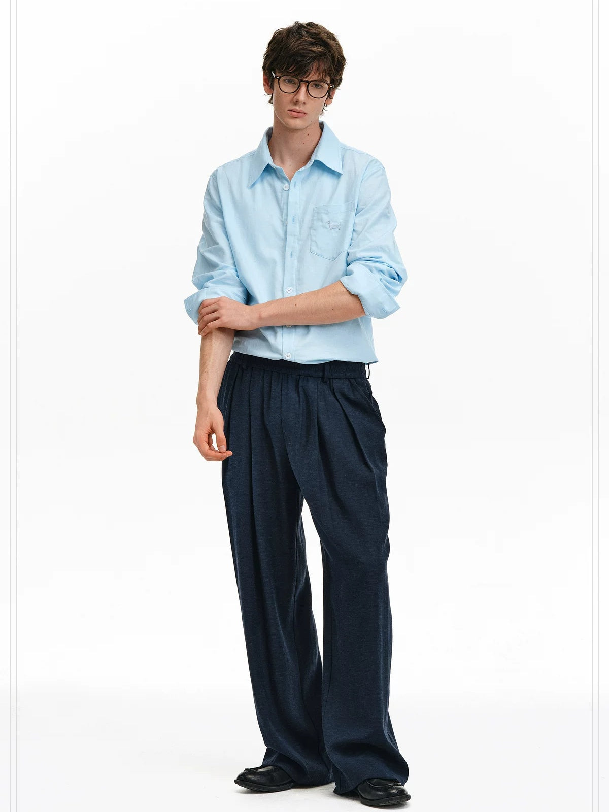 PCLP Stretch High Waist Straight Leg Women Work To Weekend Navy Ivory Pants