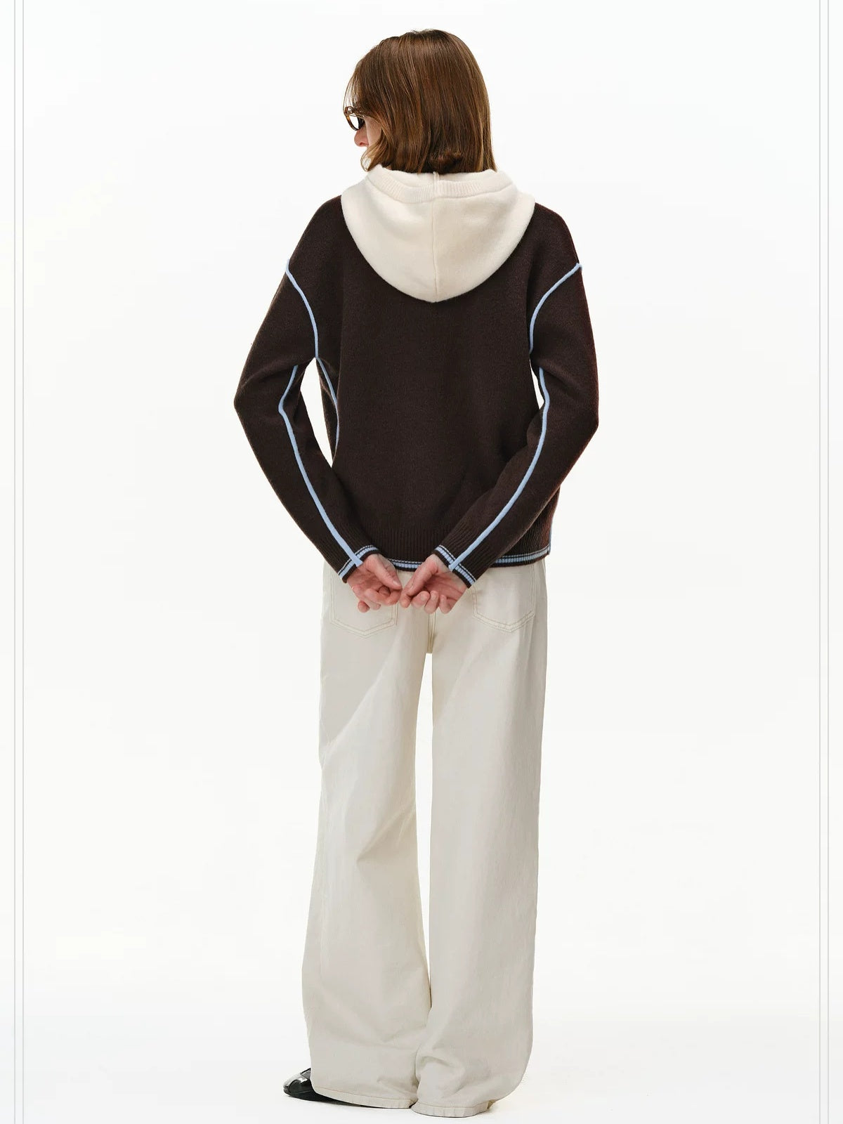 PCLP Thermal Colorblock Hooded Button Placket Regular Fit Unisex Knit Sweater