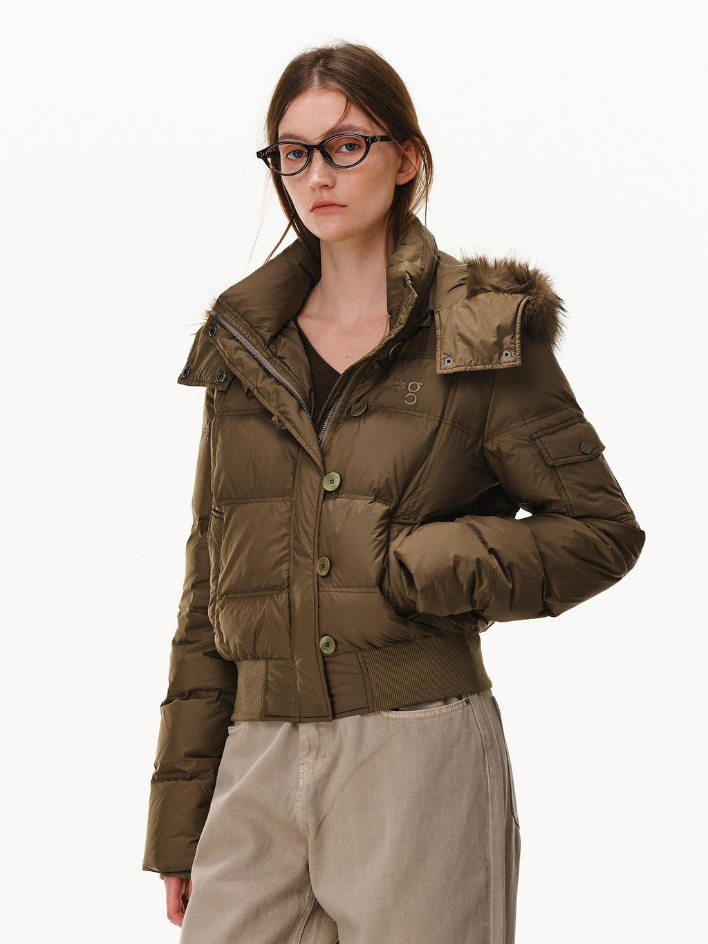 PCLP Warm 90 Percent White Duck Down Slim Embroidered Nylon Zipper Women Down Jacket