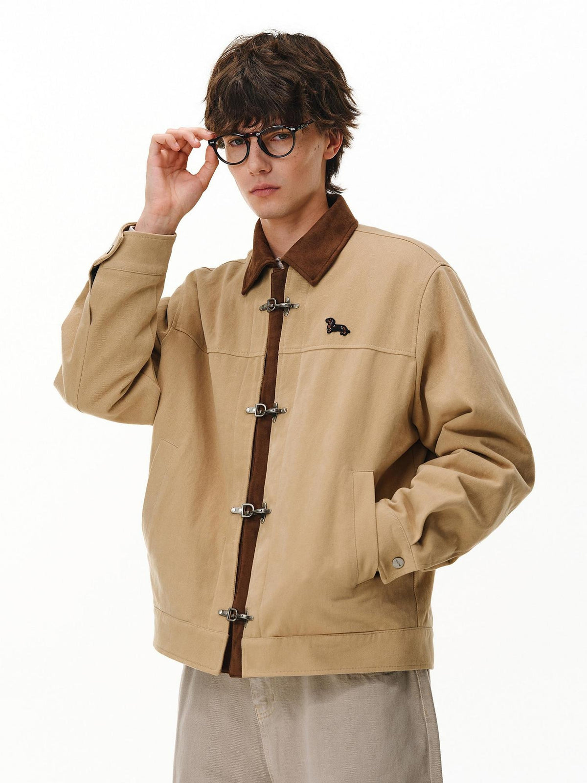 PCLP Warm Cotton Longline Lapel Dropped Shoulder Animal Print Unisex Jacket