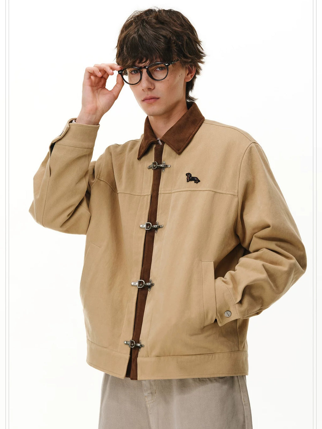 PCLP Warm Cotton Longline Lapel Dropped Shoulder Animal Print Unisex Jacket