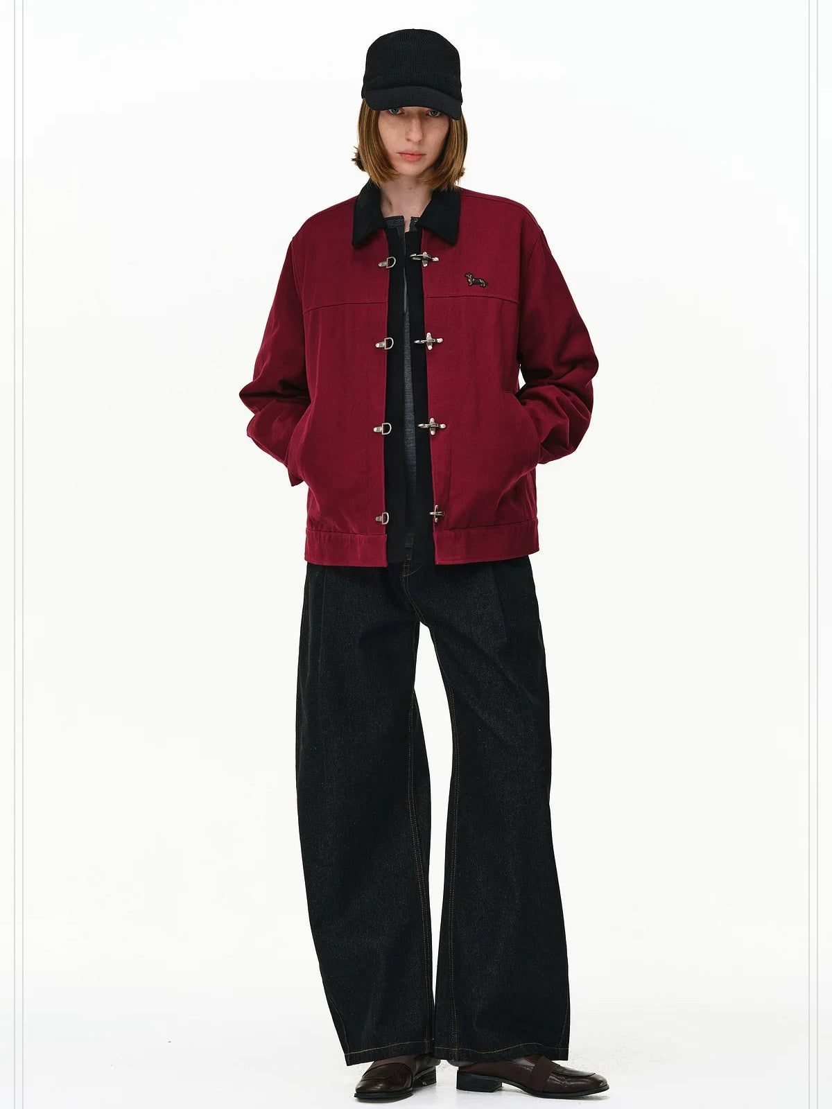 PCLP Warm Cotton Longline Lapel Dropped Shoulder Animal Print Unisex Jacket