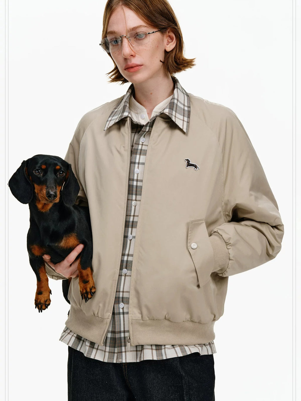 PCLP Warm Thick Colorblock Plaid Loose Fit Unisex Polyester Zipper Jacket