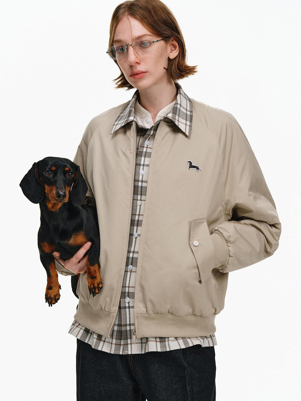 PCLP Warm Thick Colorblock Plaid Loose Fit Unisex Polyester Zipper Jacket