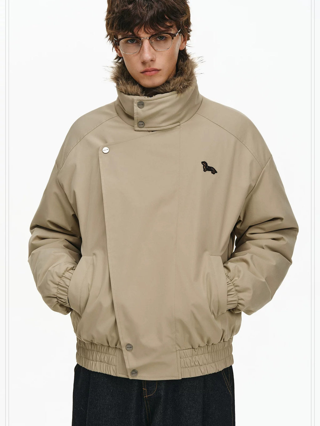 PCLP Warm Thick Stand Collar Youthful Standard Unisex Polyester Daily Puffer Jacket