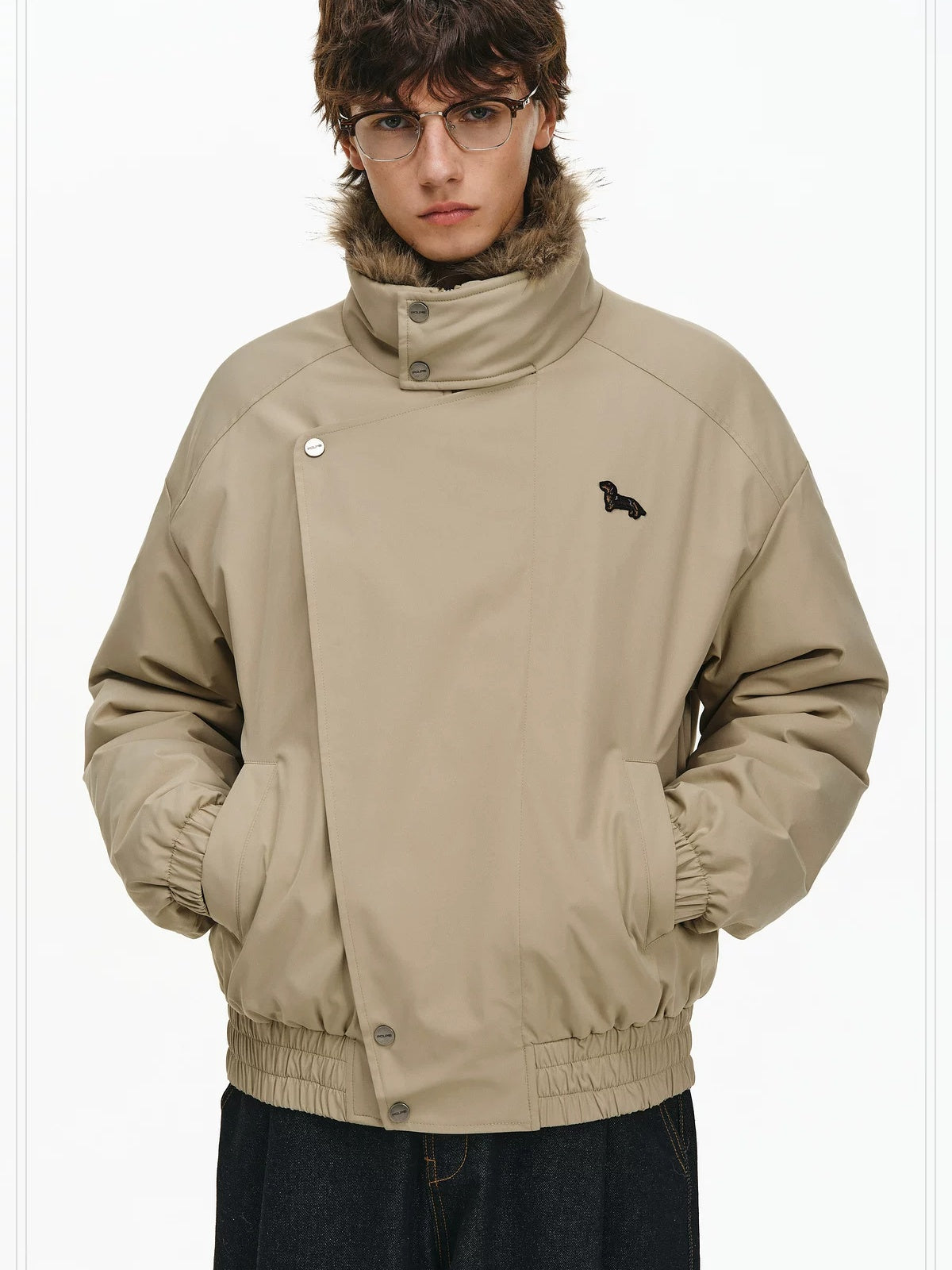 PCLP Warm Thick Stand Collar Youthful Standard Unisex Polyester Daily Puffer Jacket