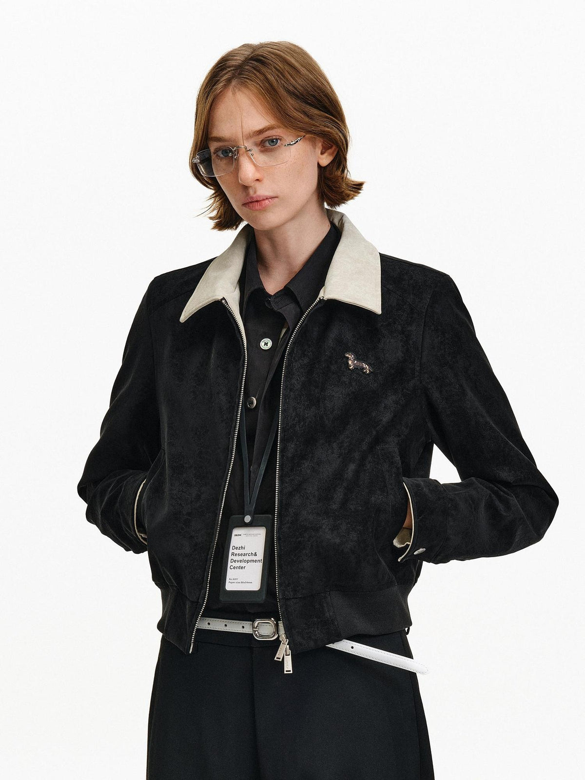 PCLP Windproof Slim Patchwork Animal Print Cropped Unisex Polyester Jacket