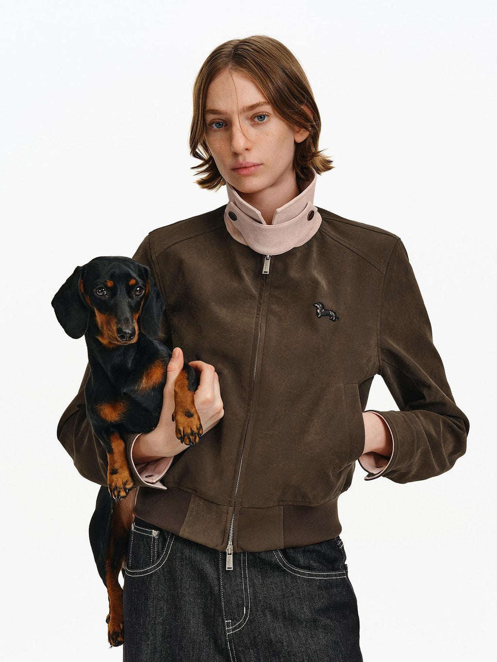 PCLP Windproof Slim Patchwork Animal Print Cropped Unisex Polyester Jacket