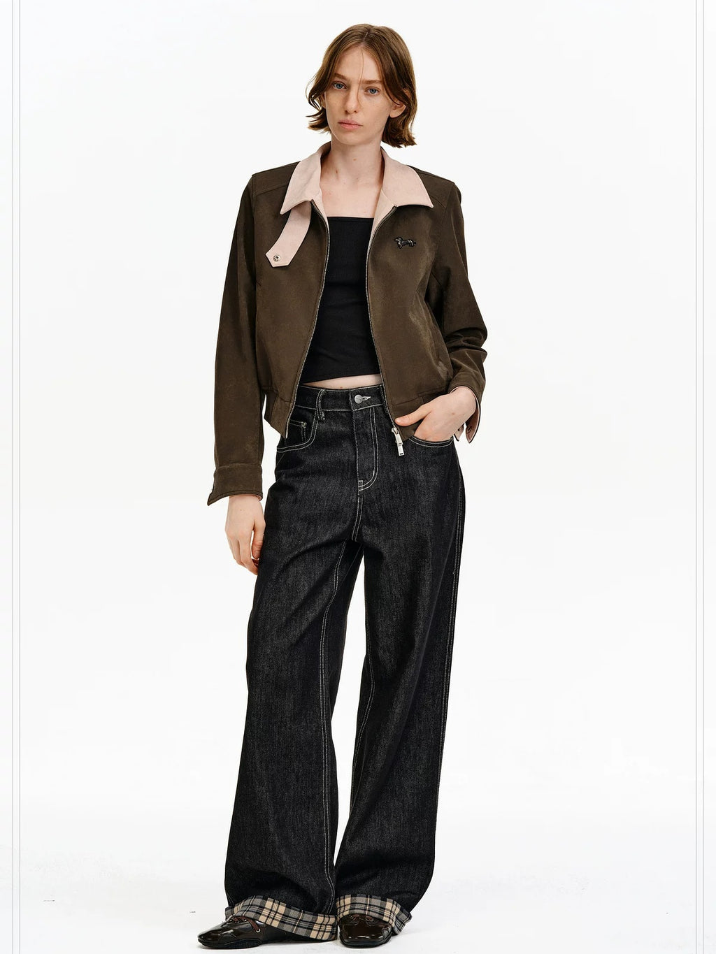 PCLP Windproof Slim Patchwork Animal Print Cropped Unisex Polyester Jacket