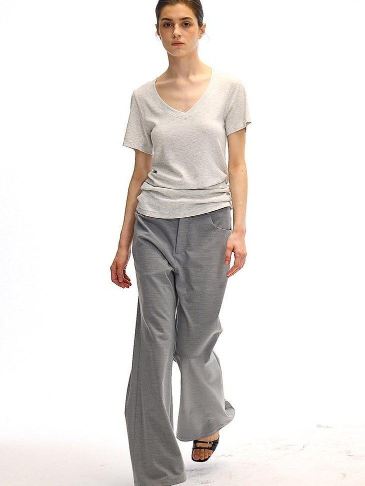 Country Moment Moisture Wicking V-neck Slim Minimalist Women Plain Short Sleeve T-Shirts