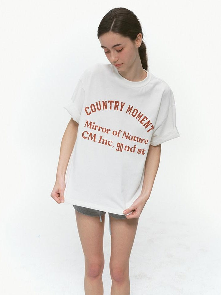 Country Moment Pure Cotton Relaxed Crew Neck Casual Teen Logo Solid Navy Short Sleeve T-Shirts