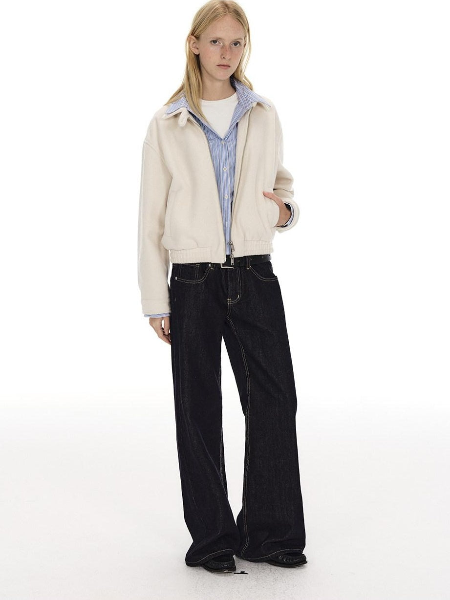 Country Moment Slim Youthful Zipper Lapel Polyester Blend Beige Casual Women Cropped Jackets