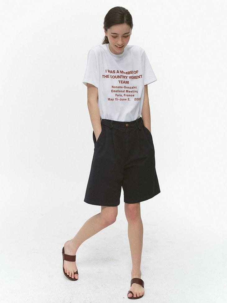 Country Moment Durable Cotton Loose Straight Zip Casual Khaki Navy Mid-Length Shorts