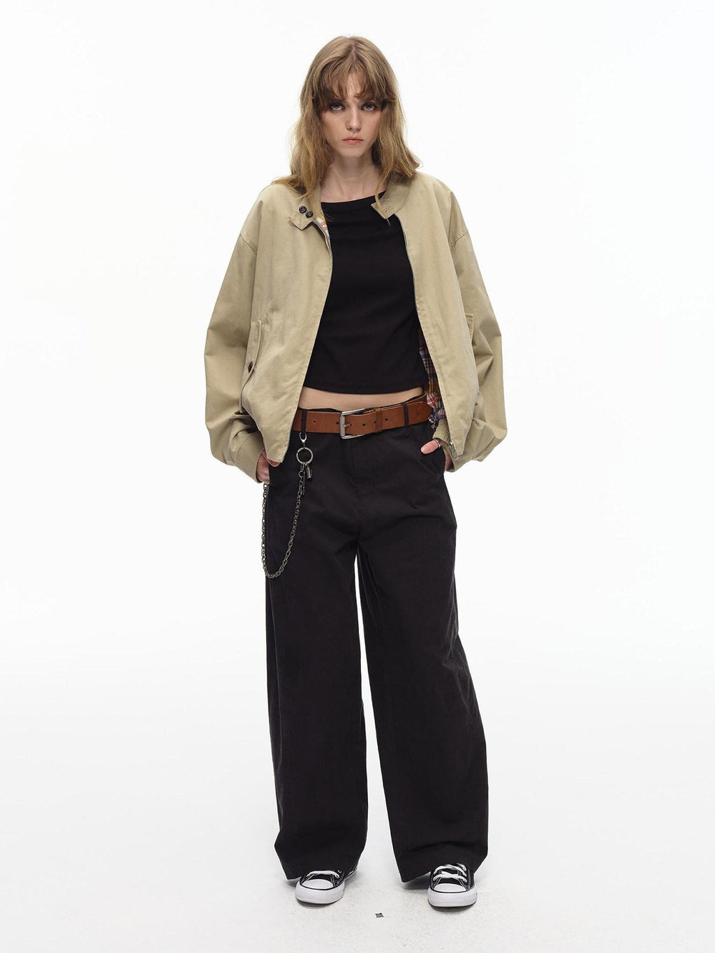 Country Moment Micro Stretch Low Rise Loose Fit Black Cotton Non Deforming Straight Pants