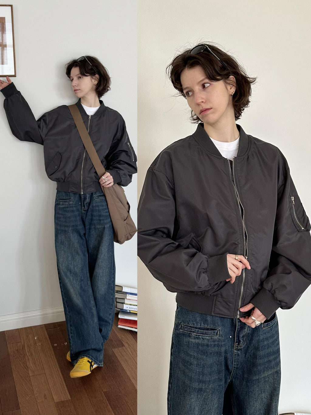 Country Moment Warm Loose Fit Zip Baseball Collar Unisex Youth Casual Polyester Bomber Jackets