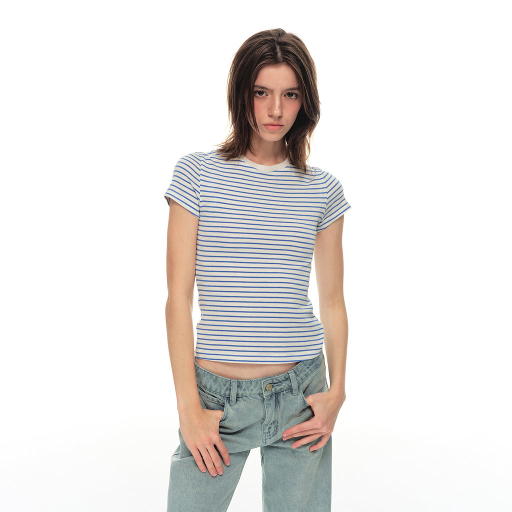 Country_Moment_Lyocell_Wool_Blend_Striped_Slim_Fit_Women_Navy_Casual_Short_Sleeve_T-Shirts_MISSTT