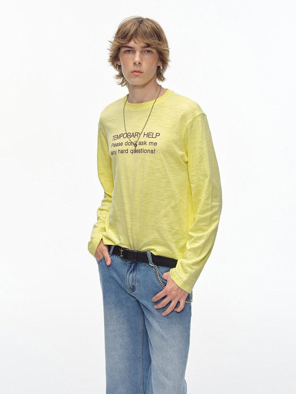 Country Moment Breathable Cotton Loose Fit Round Neck Unisex Letter Print Long Sleeve T-Shirts