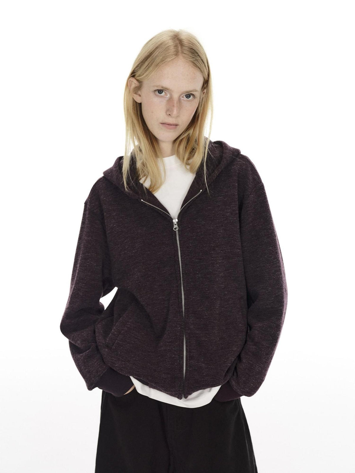 Country Moment Soft Polyester Blend Zip Up Casual Standard Fit Unisex Deep Purple Hoodie