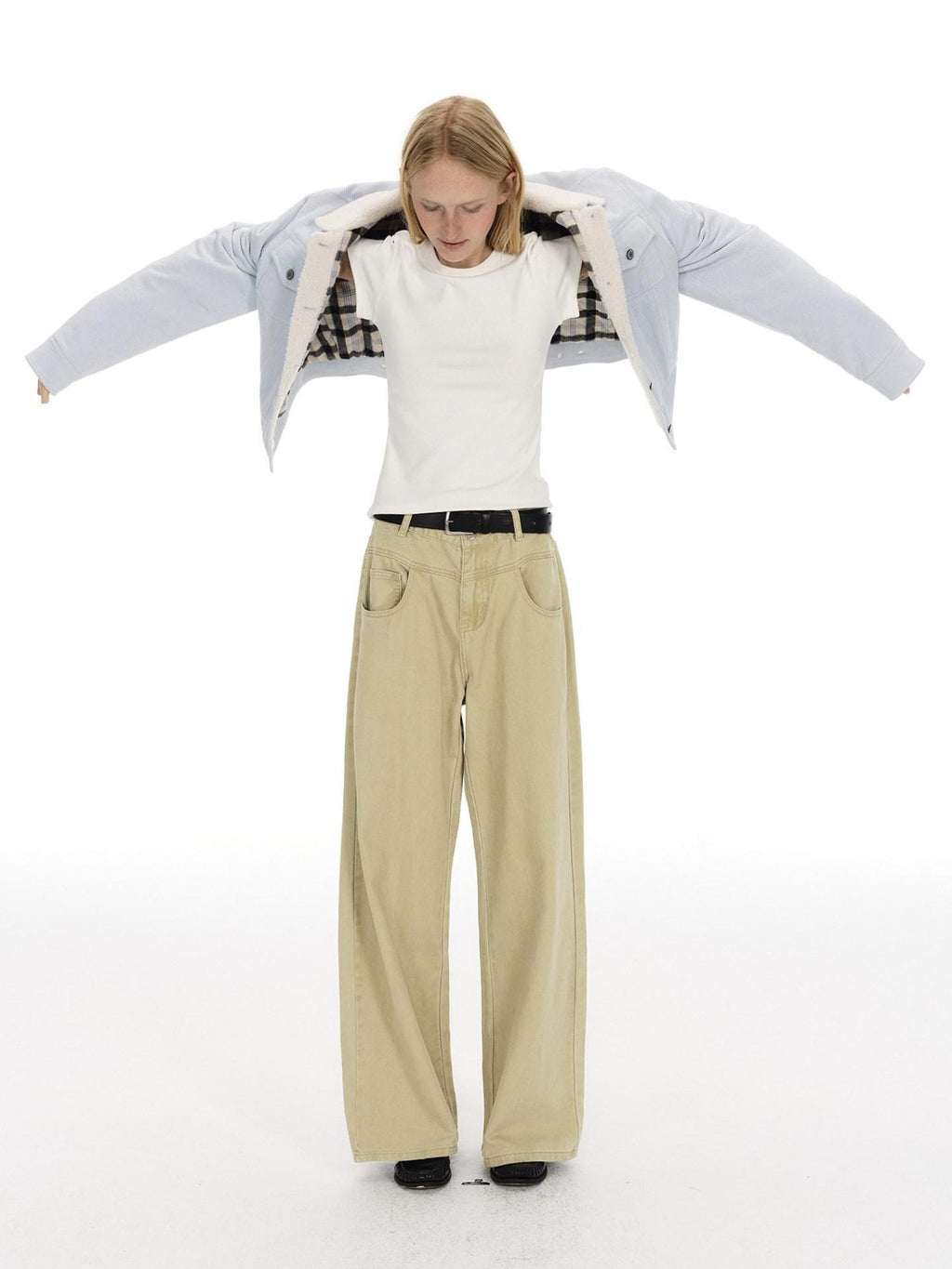 Country Moment Vintage Washed Mid Rise Zipper Flare Loose Casual Unisex Cotton Wide Leg Jeans