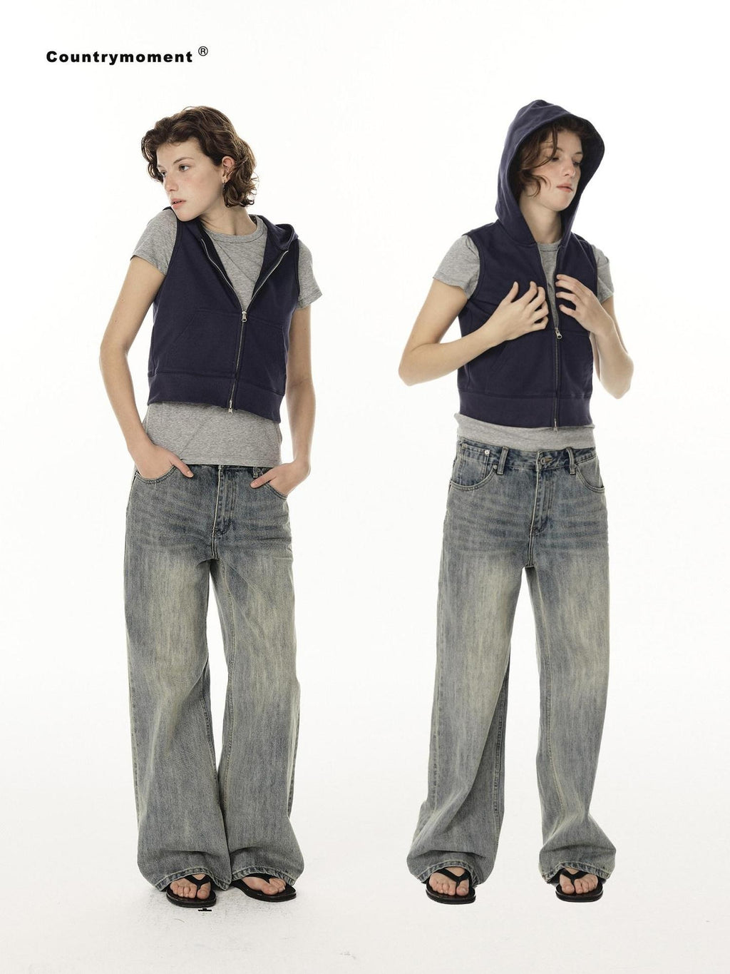 Country Moment Organic Cotton Regular Fit Hooded Zip Short Length Male Breathable Casual Vests