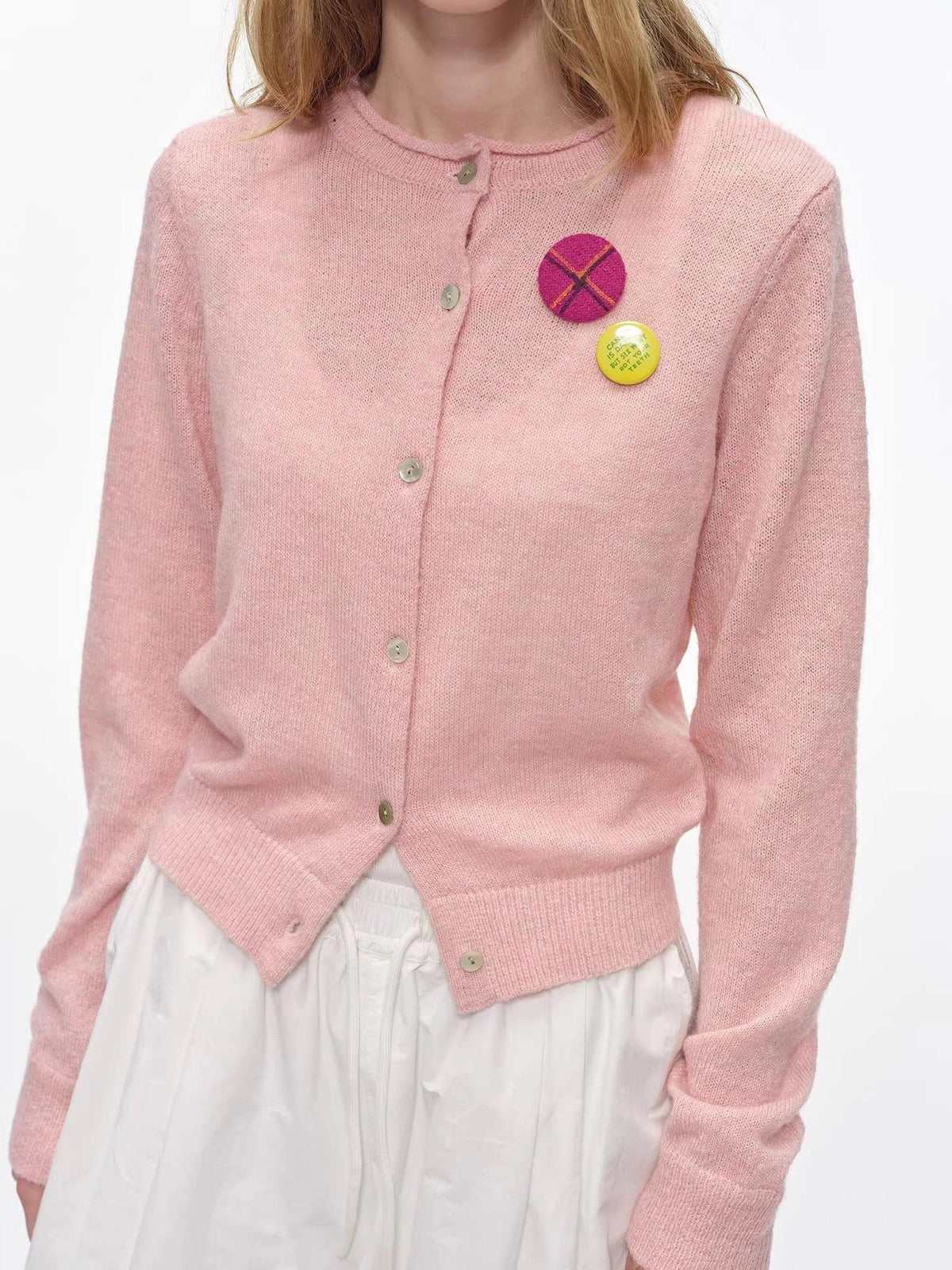 Country Moment Soft Slim Casual Buttoned Crewneck Knit Warm Long Sleeve Women Cardigans