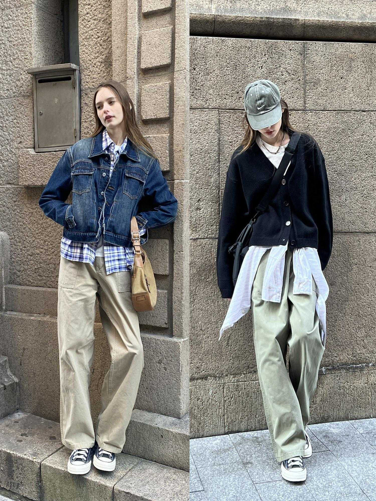 Country Moment Washed Cotton Loose Mid Rise Cargo Pockets Youth Everyday Khaki Straight Pants