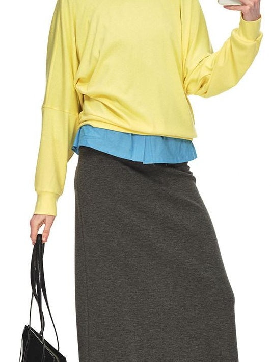 Country Moment Breathable Viscose Loose Batwing Long Sleeve Solid Off Shoulder Crop Tops