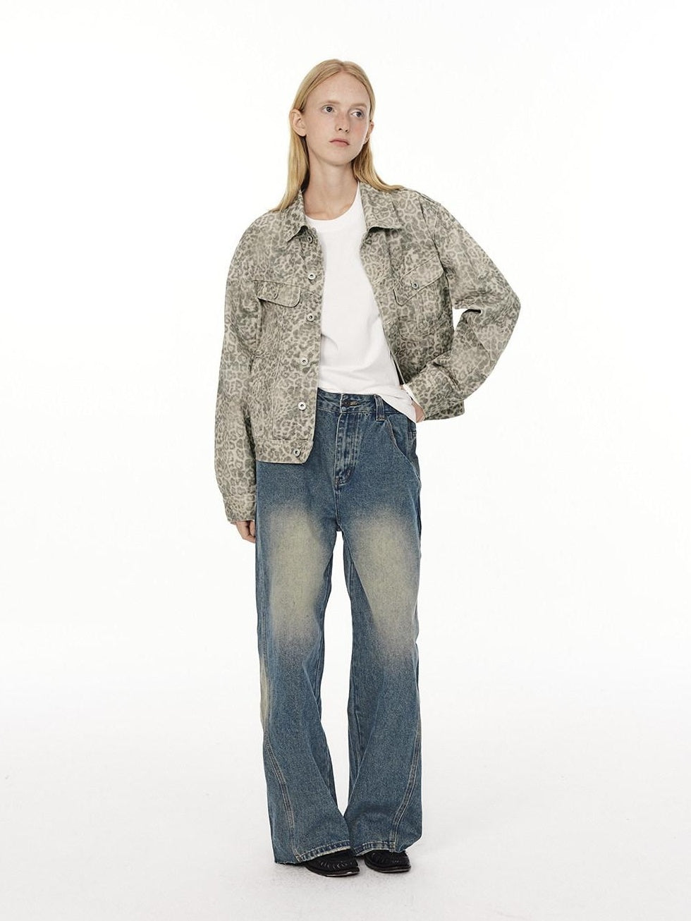 Country Moment Soft Cotton Blend Mid Rise Relaxed Vintage Gradient Blue Straight Leg Jeans