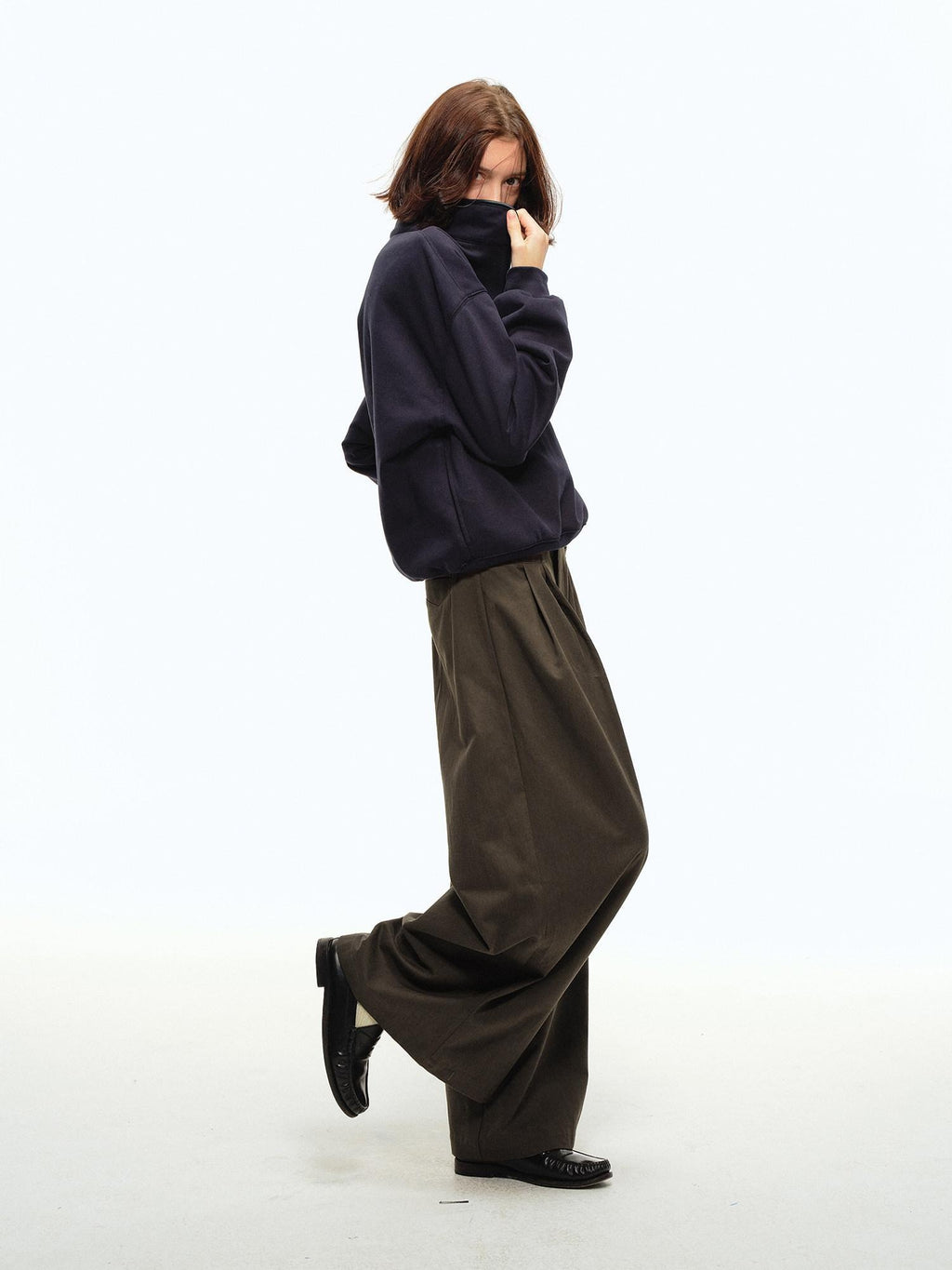 Country Moment Lyocell Cotton Blend Extra Wide Flared Youth Casual Brown Wide Leg Pants