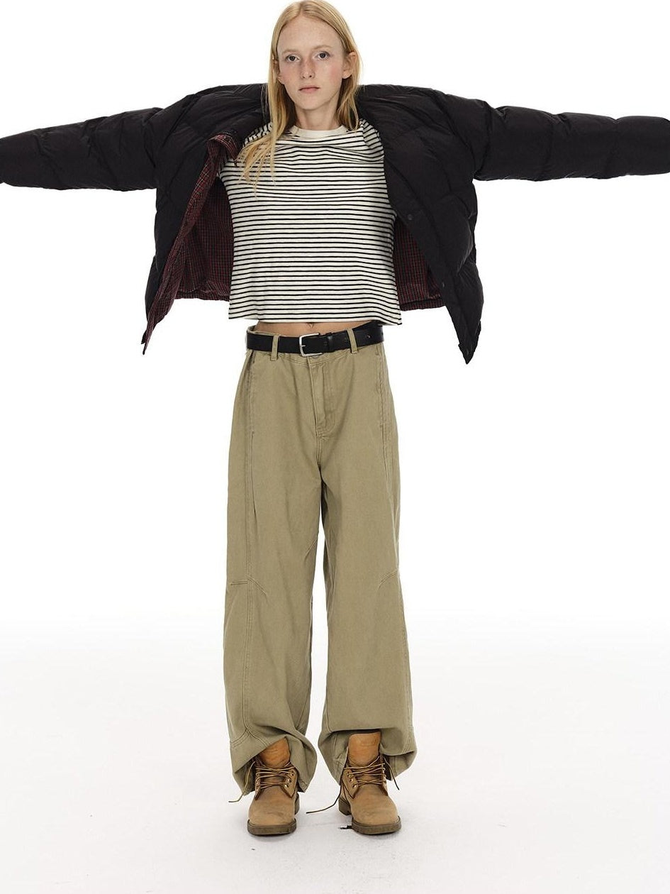 Country Moment Comfortable Cotton Mid Rise Straight Leg Unisex Casual Khaki White Cargo Pants