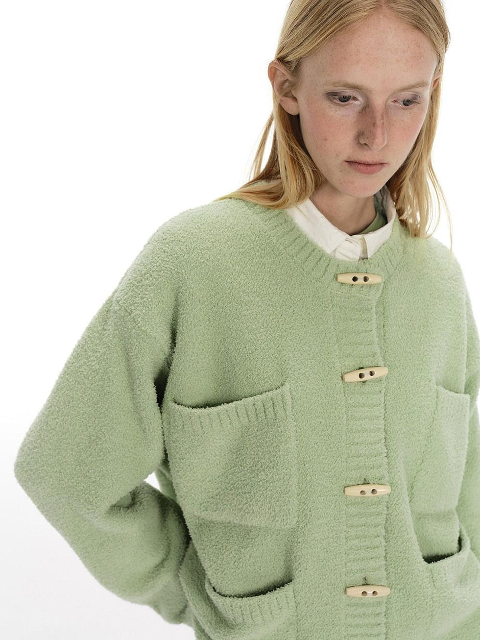 Country Moment Soft Warm Button Vintage Loose Fit Women Commuter Polyester Cardigans