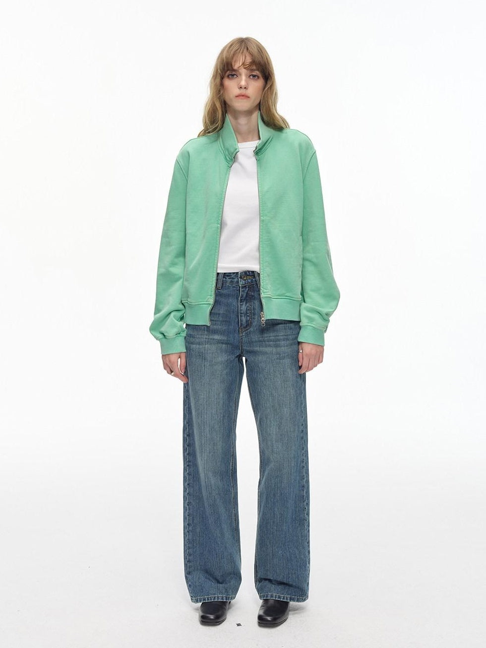 Country Moment Soft Washed Mid Rise Loose Micro Stretch Denim Cotton Blend Straight Leg Jeans