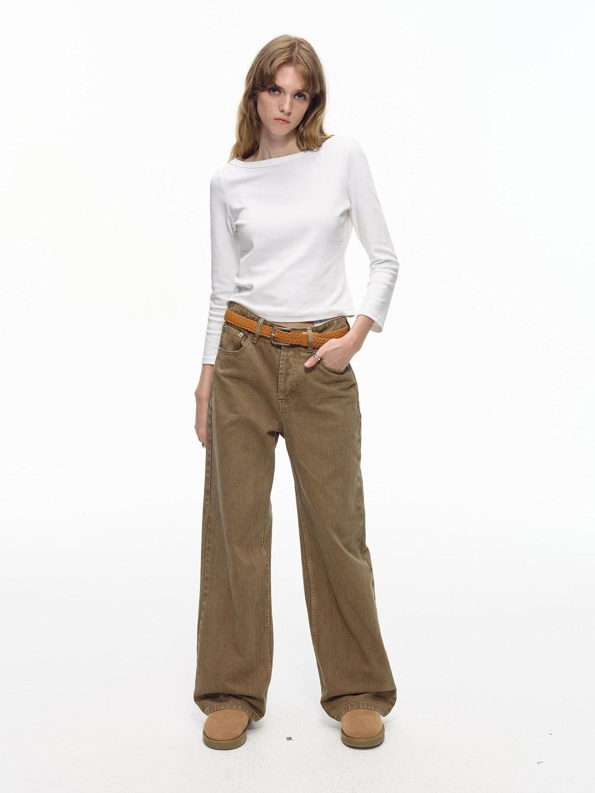 Country Moment Soft Breathable Cotton Stretch Slim Fit Boat Neck Women Long Sleeve T-Shirts