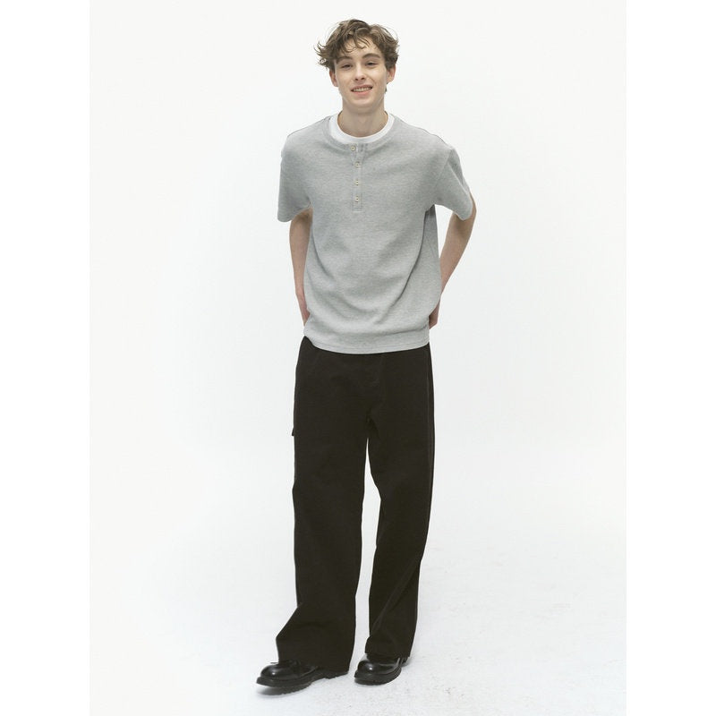 Country_Moment_Cotton_Blend_Loose_Fit_Henley_Neck_Unisex_Dark_Gray_Short_Sleeve_T-Shirts_MISSTT