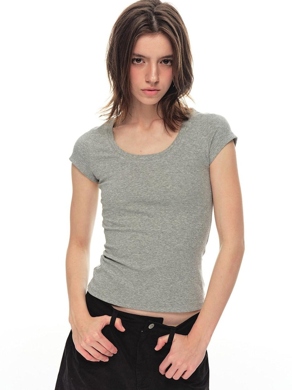 Country Moment Breathable Stretch Washed Slim Fit U Neck Women Cotton Short Sleeve T-Shirts