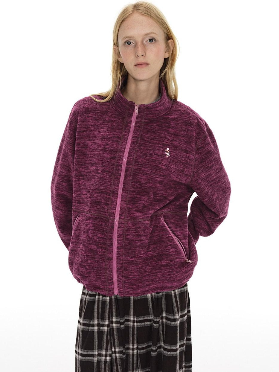 Country Moment Warm Embroidered Zipper Oversized Relaxed Unisex Casual Polyester Sweatshirt