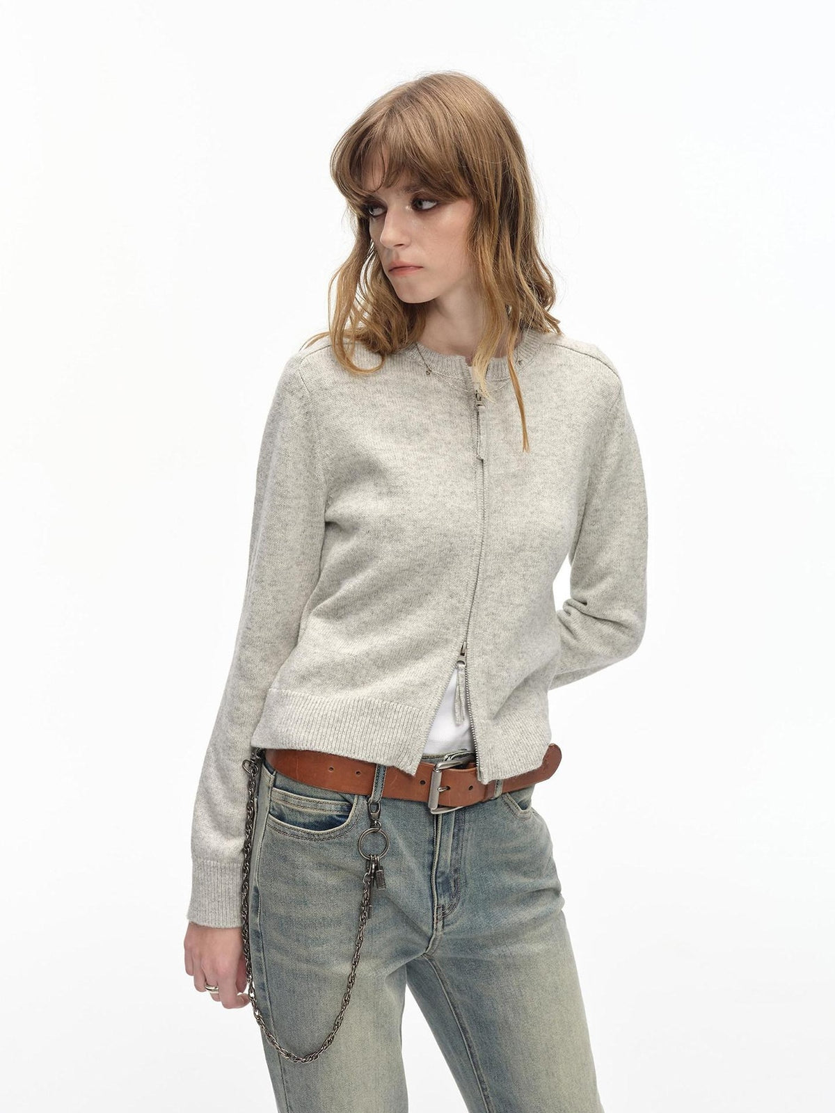 Country Moment Thermal Wool Blend Slim Fit Zip Front Office Unisex Fine Knit Cardigans