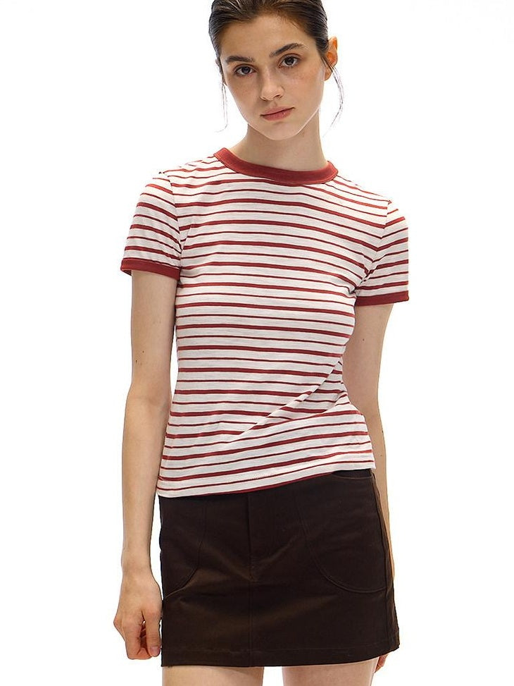 Country Moment Moisture Wicking Bamboo Cotton Slim Fit Striped Men Short Sleeve T-Shirts