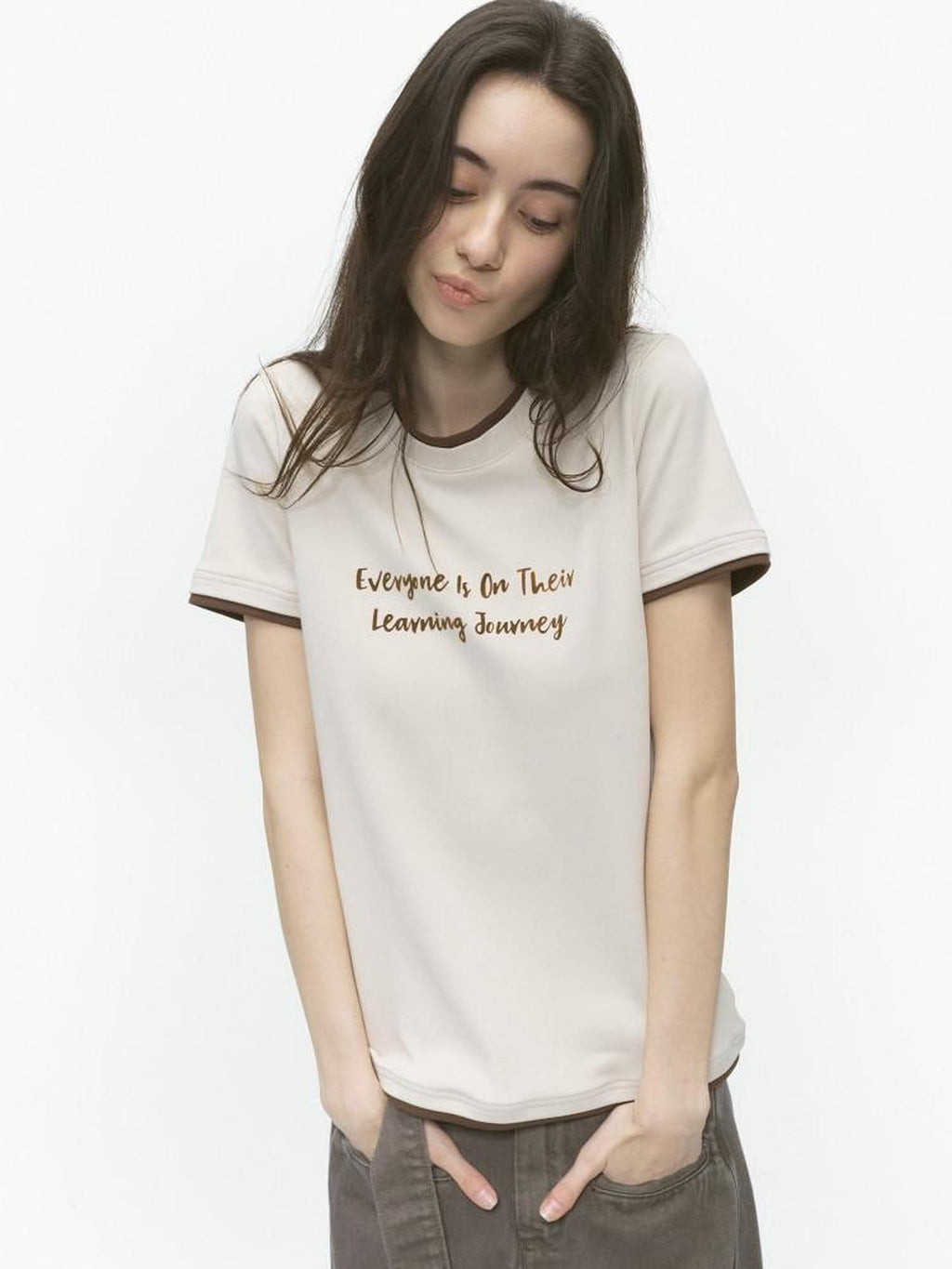 Country Moment Quick Dry Cotton Stretch Street Slim Text Print Grey Short Sleeve T-Shirts