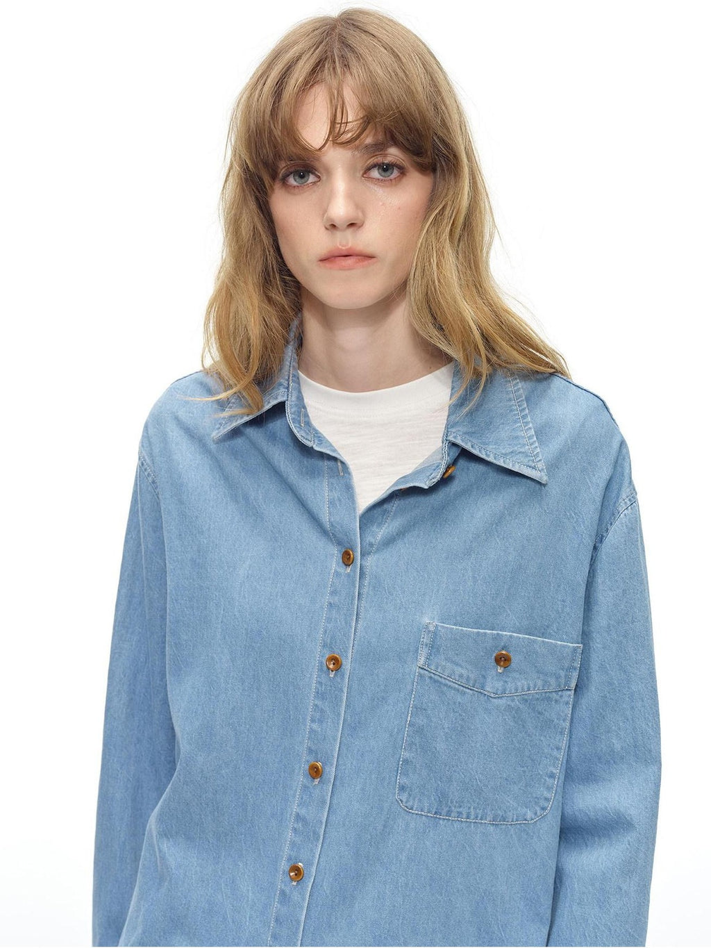 Country Moment Washed Cotton Oversized Vintage Shirt Collar Unisex Breathable Denim Jackets