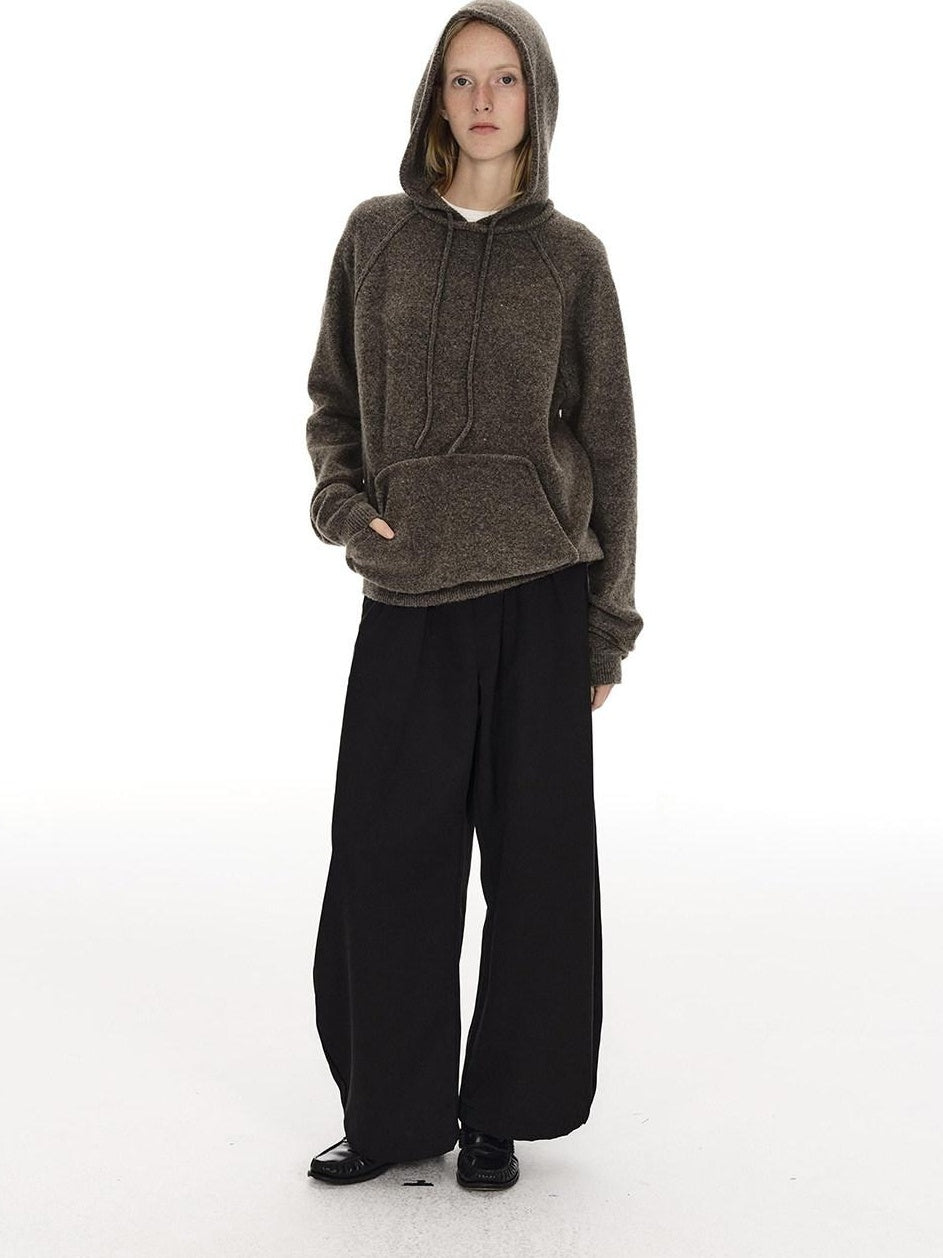 Country Moment Breathable Pleated Mid Rise Black Polyester Zipper Fly Wide Leg Pants