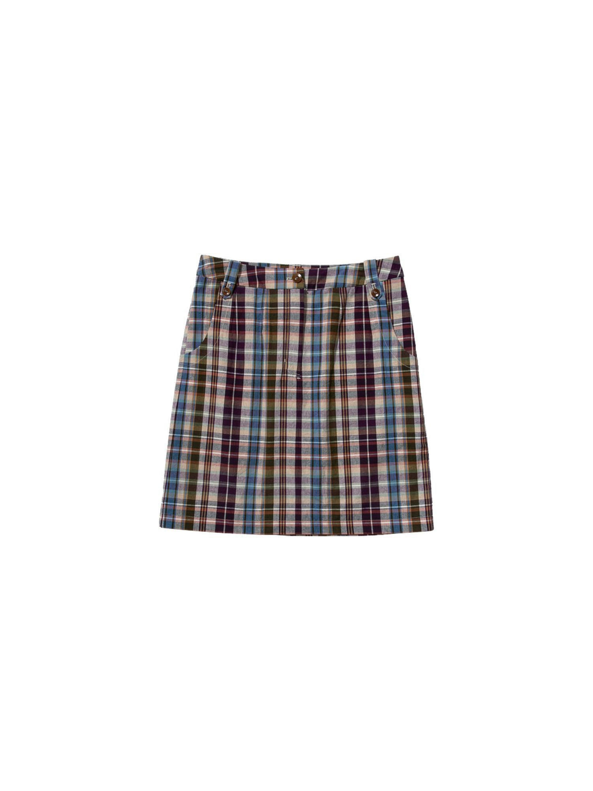 Country Moment High Waist Cotton Vintage Purple Plaid A Line Street Sporty Mini Skirts