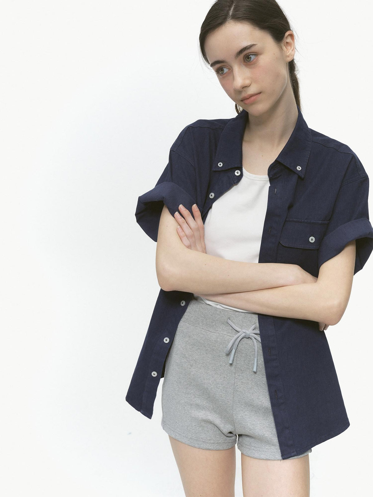 Country Moment Breathable Combed Cotton Loose Fit Unisex Indigo Button Shirts