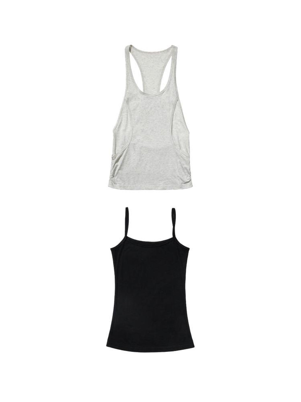Country Moment Xinjiang Cotton Patchwork Straight Fit Two Piece Cami Set Women Grey Tank Tops