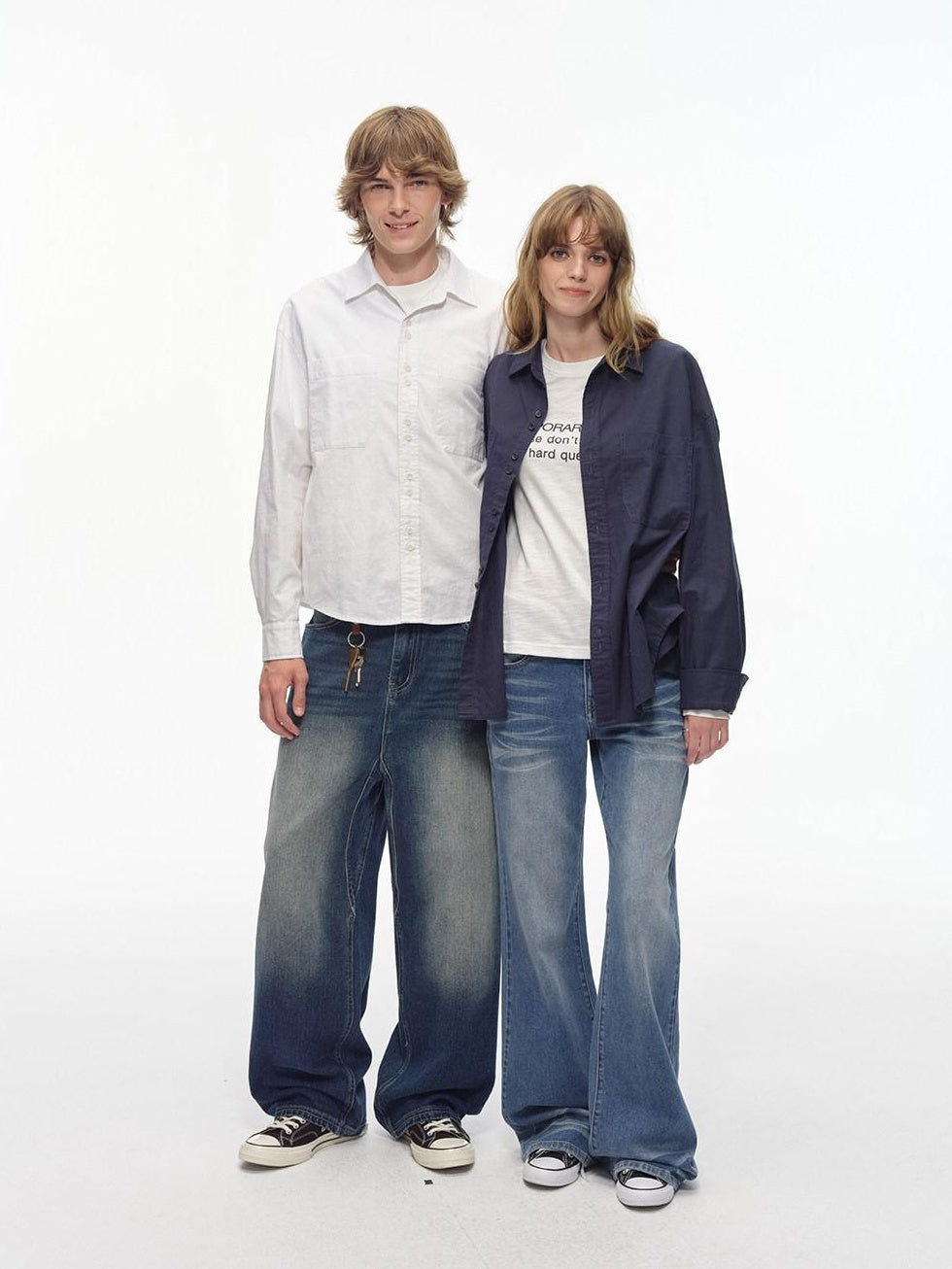 Country Moment Comfortable Low Rise Slim Fit Gradient Zipper Fly Washed Blue Flared Jeans