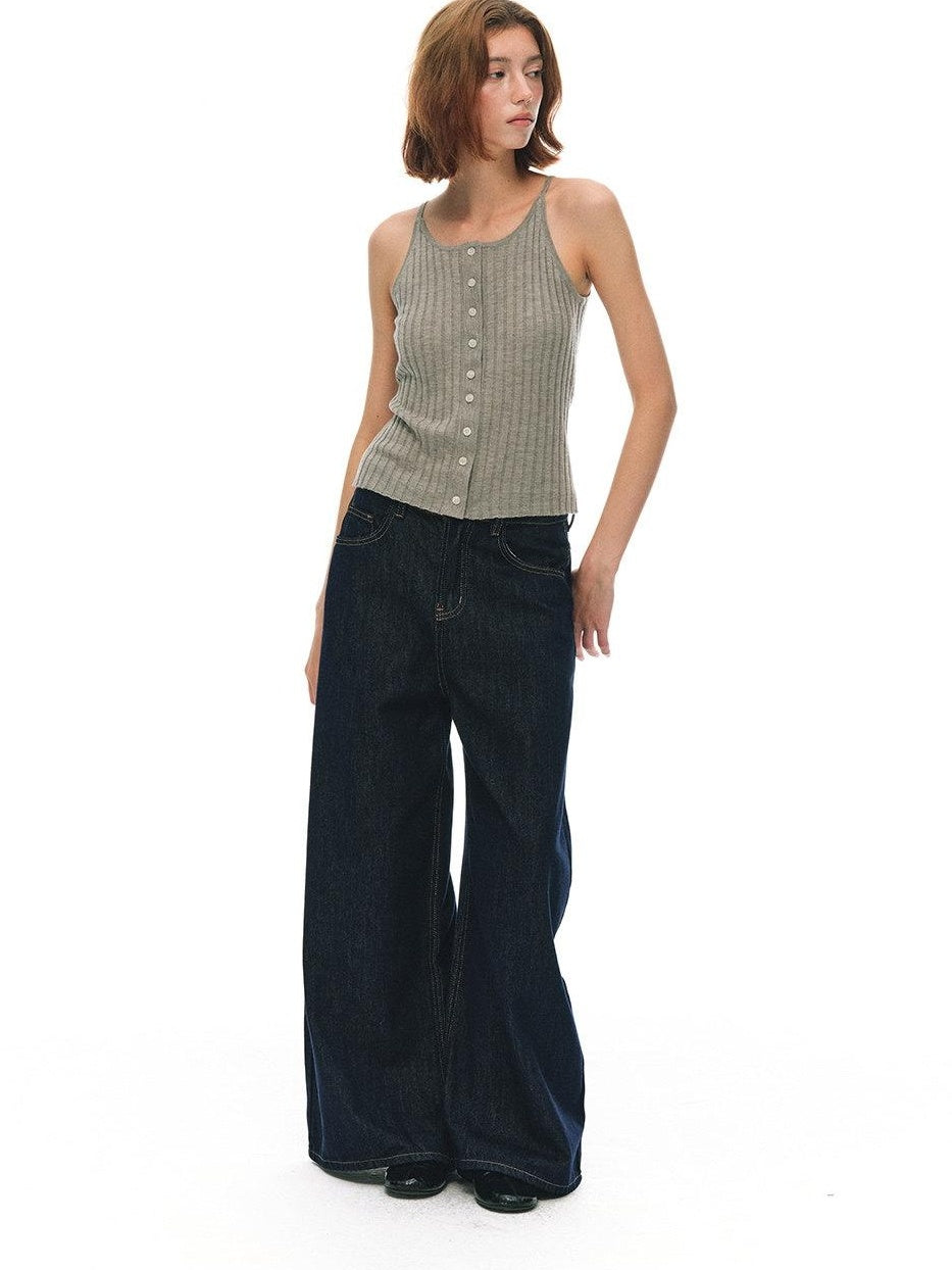 Country Moment High Waist Breathable Cotton Loose Youthful Denim No Stretch Wide Leg Jeans