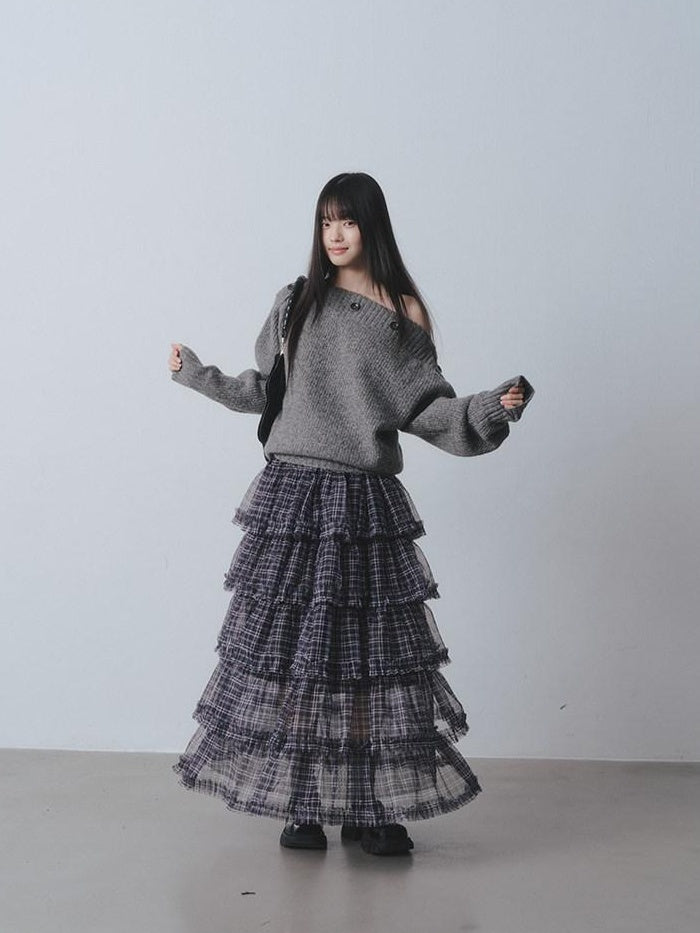 DDGIRL studio Breathable Lined Ruffle Pleated Panel High Waist A Line Youth Casual Maxi Skirts